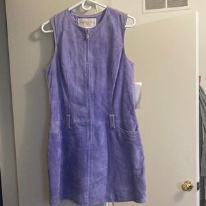 Margaret Godfrey purple suede dress